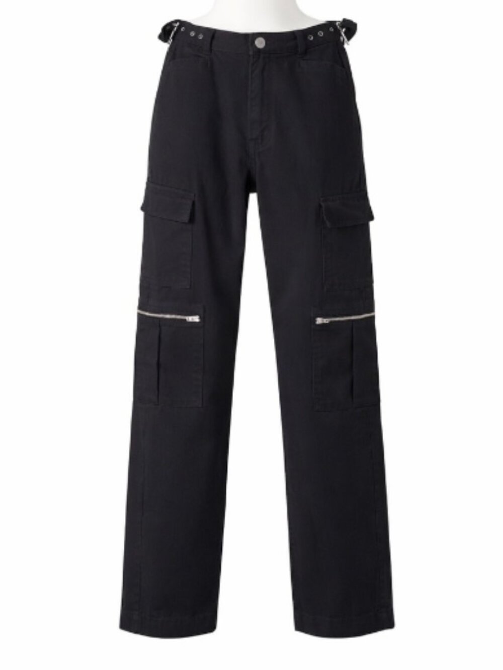 WeWoreWhat Womens Jeans 2 25 Black High Rise Cargo Pants Wide Leg Casual Utility